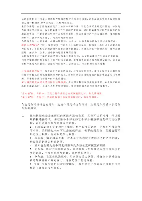 吊筋,架立筋,抗扭筋