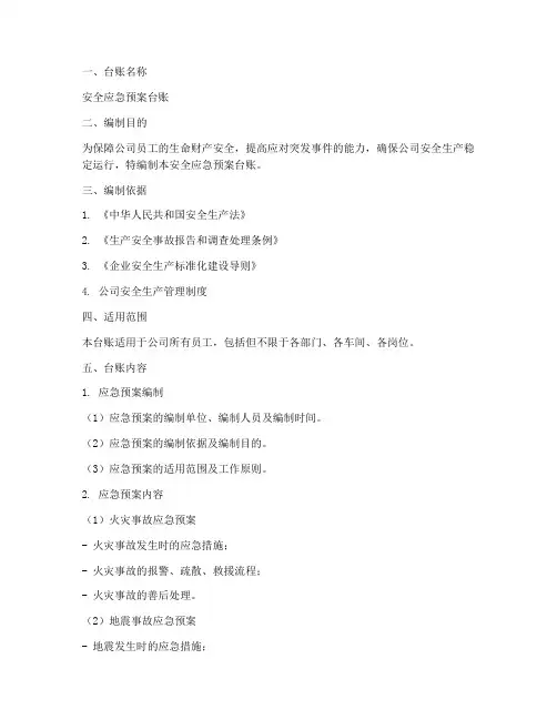 安全应急预案台账