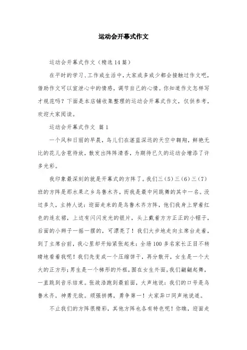 运动会开幕式作文