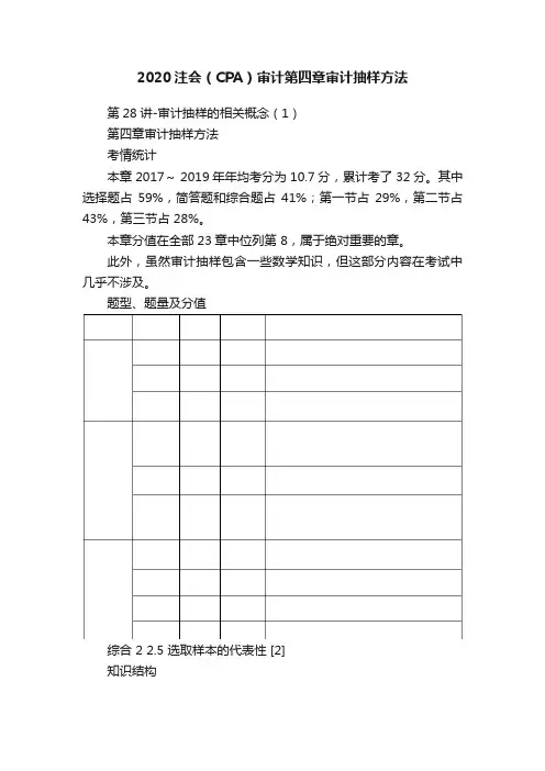 2020注会（CPA）审计第四章审计抽样方法