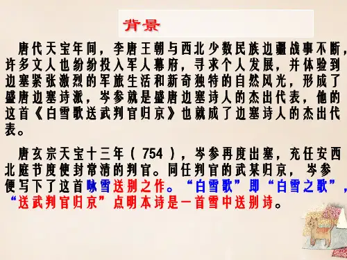 八级语文下册第30课《白雪歌送武判官归京》课件新人教版
