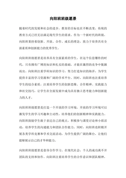 向阳班班级愿景