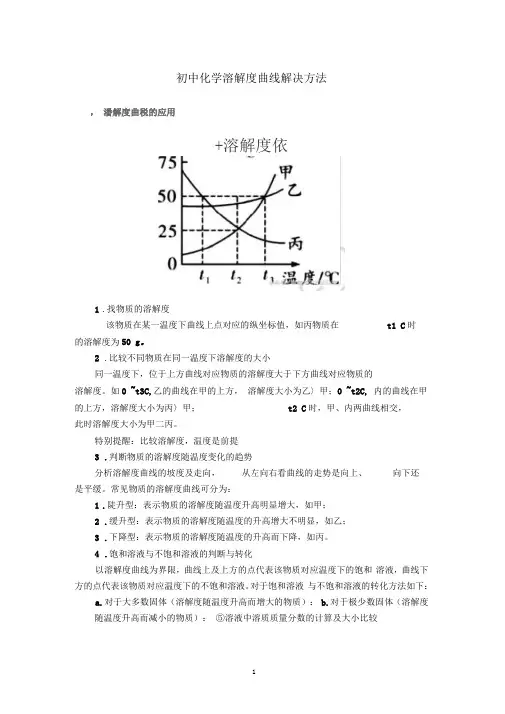 初中化学溶解度曲线解决方法