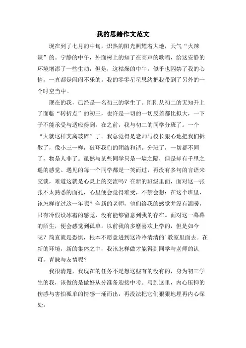我的思绪作文范文