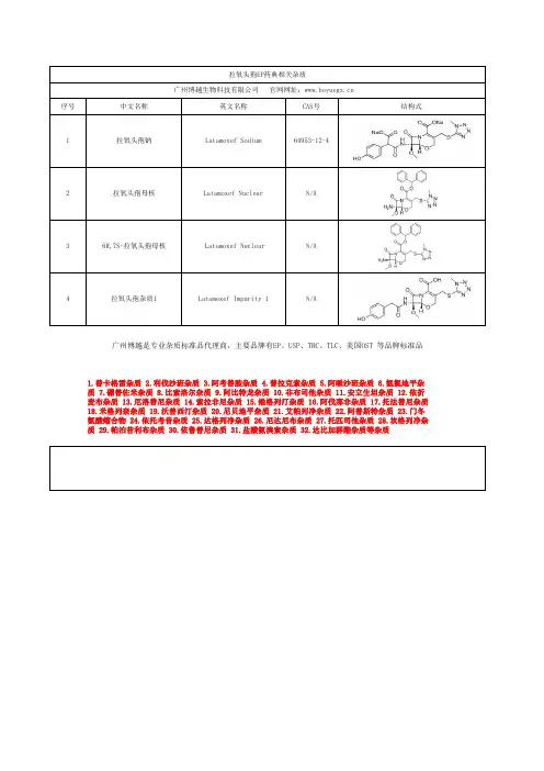 拉氧头孢EP药典相关杂质_