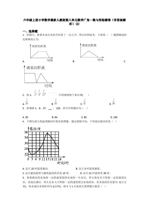 六年级上册小学数学最新人教版第八单元数学广角—数与形检测卷(有答案解析)(2)