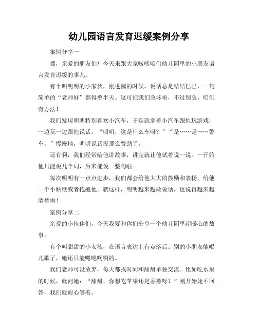 幼儿园语言发育迟缓案例分享