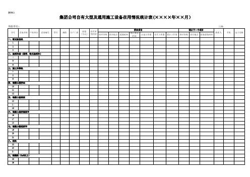 大型及通用施工设备在用情况统计表