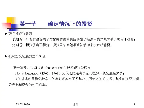 复旦大学宏观经济学课件--16 高级宏观投资PPT资料54页