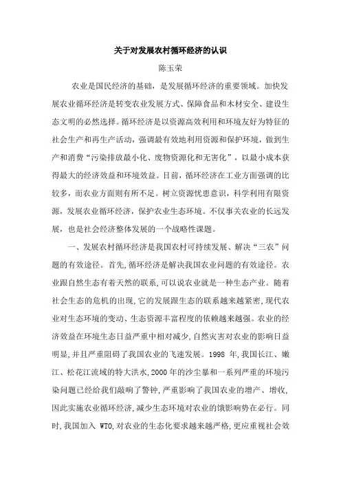 对发展农村循环经济的思考