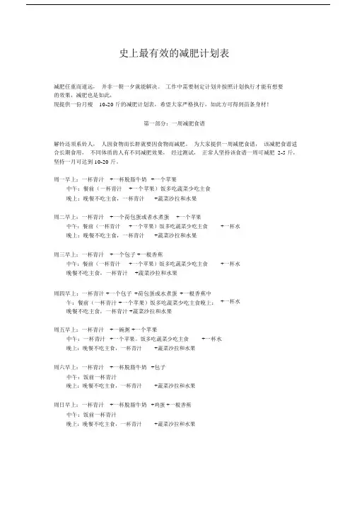 史上最有效的减肥计划使用表.docx