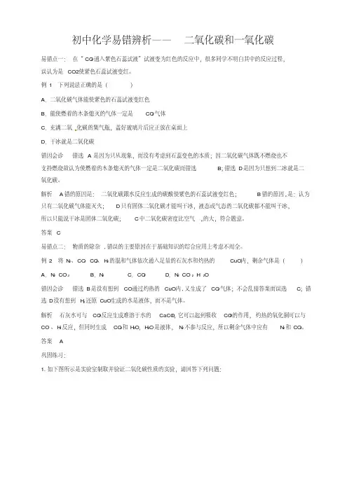 中考化学易错点归纳和经典例题大全集（含解析）[参照]