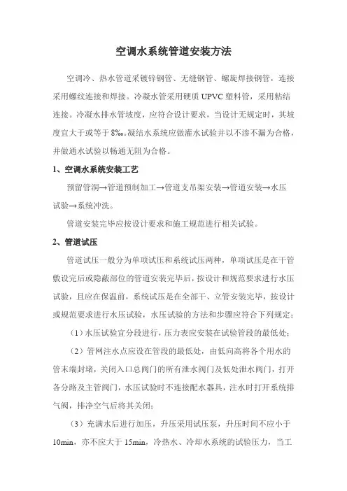 空调水系统管道安装方法