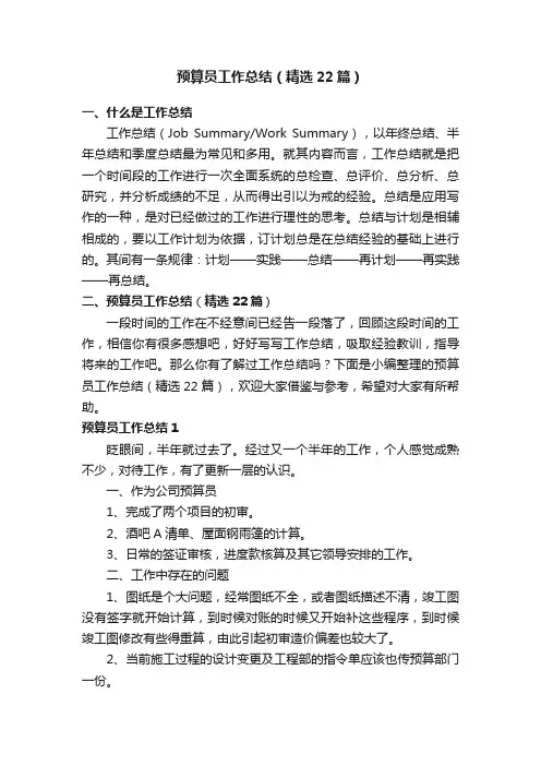 预算员工作总结（精选22篇）