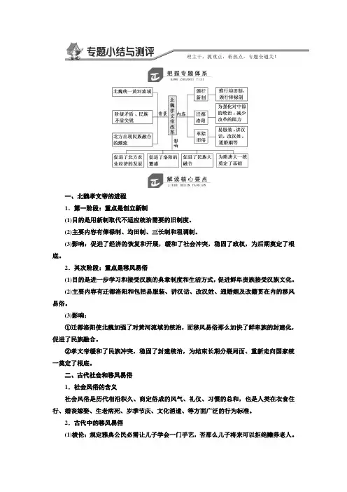 高中历史人民版选修一讲义专题三专题小结与测评
