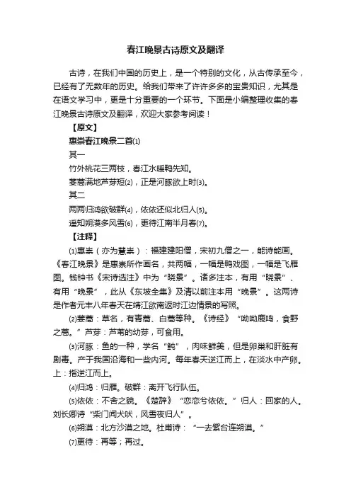 春江晚景古诗原文及翻译