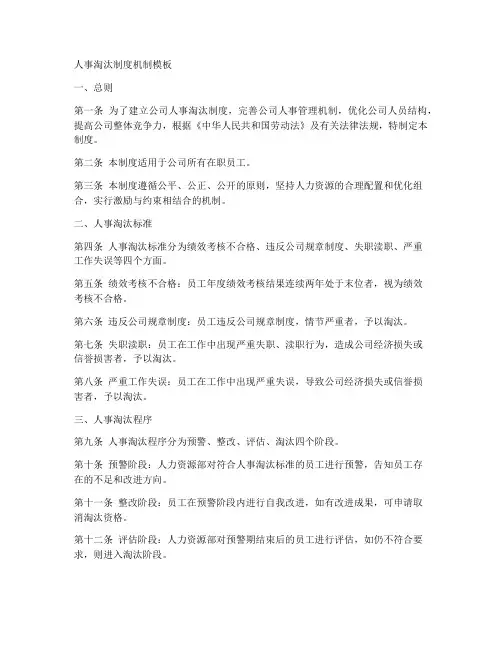 人事淘汰制度机制模板