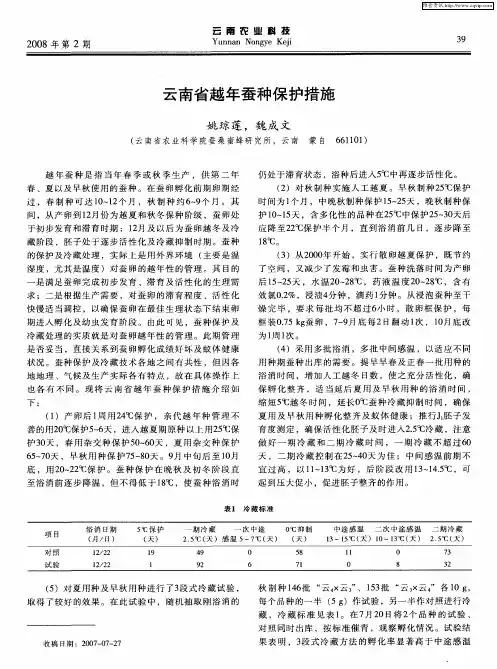 云南省越年蚕种保护措施