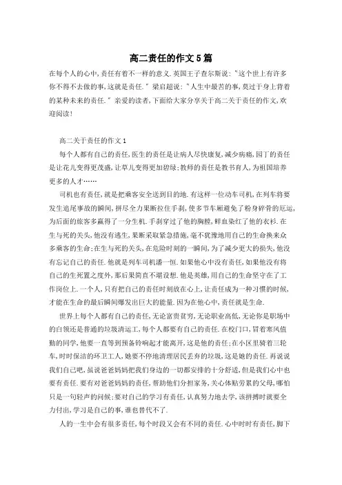 高二责任的作文5篇