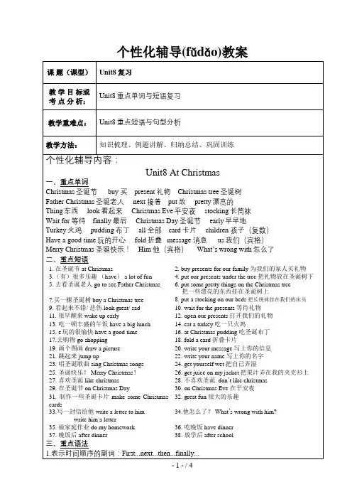 译林小学英语5AUnit8-At-Christams知识点与练习