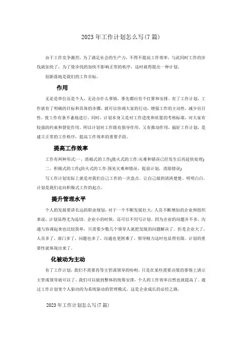 2023年工作计划怎么写(7篇)