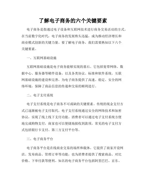了解电子商务的六个关键要素