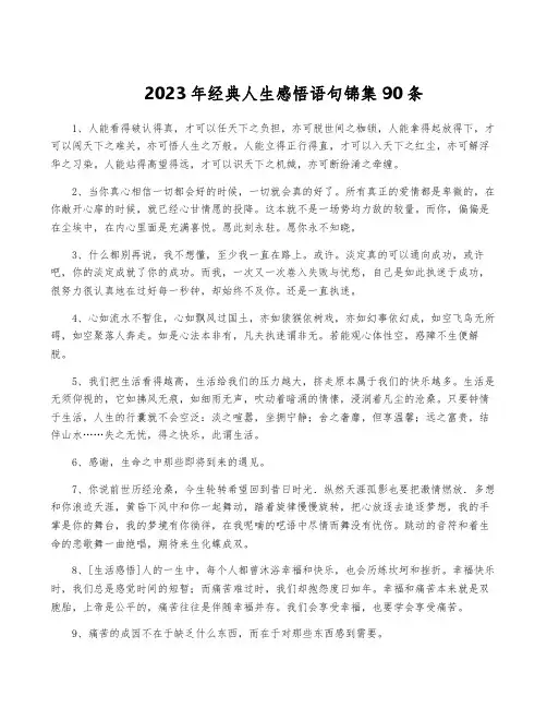 2023年经典人生感悟语句锦集90条