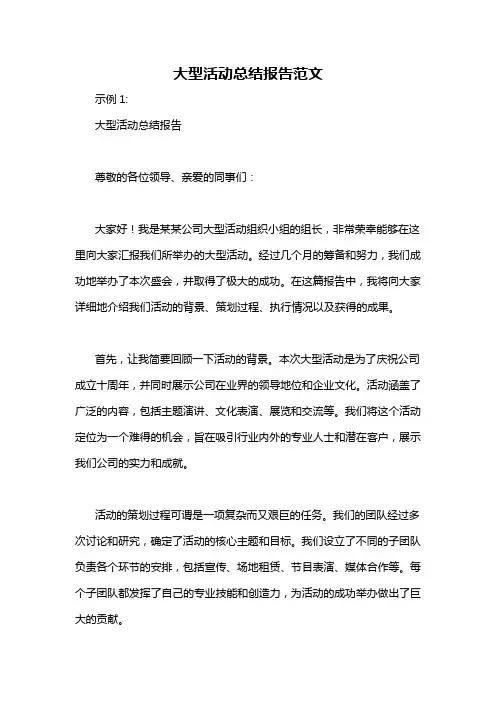 大型活动总结报告范文