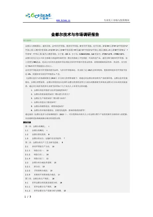 金都尔技术与市场调研报告