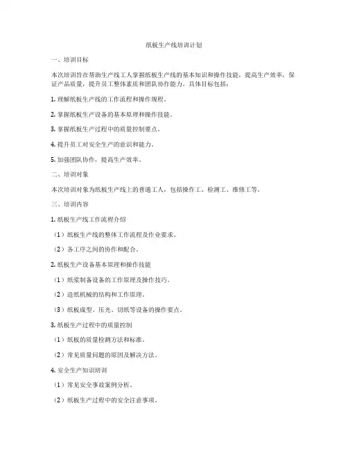 纸板生产线培训计划