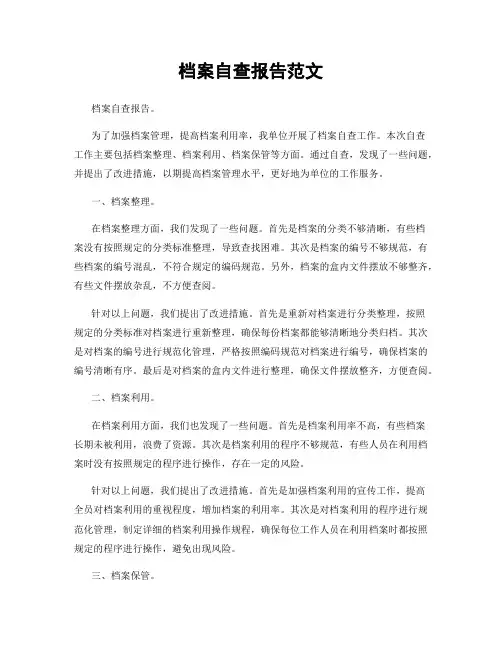 档案自查报告范文