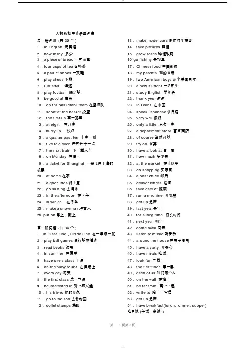 人教版初中英语单词大全
