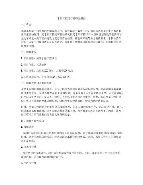 水渠工程可行性研究报告