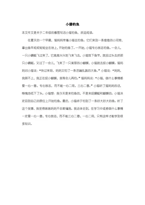 小学二年级看图写话：小猫钓鱼