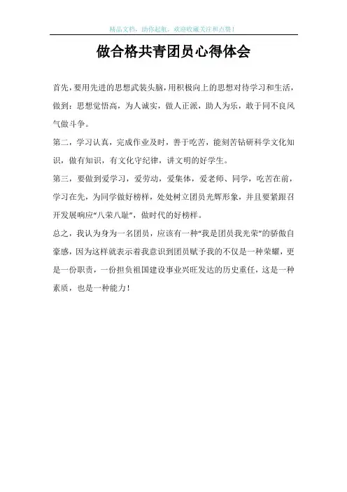 做合格共青团员心得体会