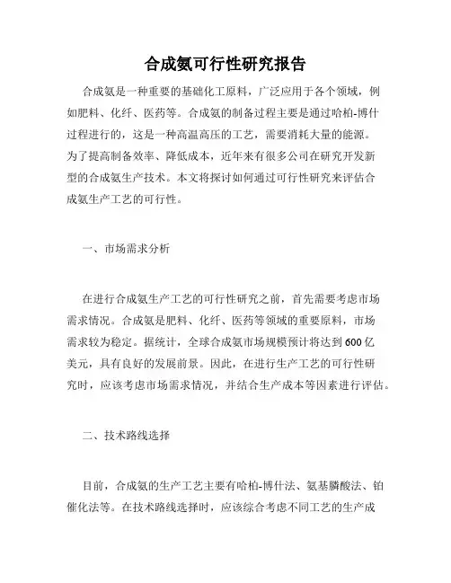 合成氨可行性研究报告
