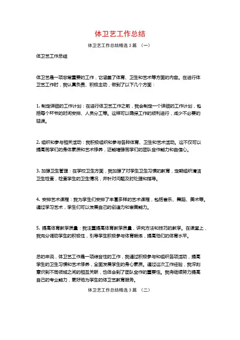 体卫艺工作总结3篇