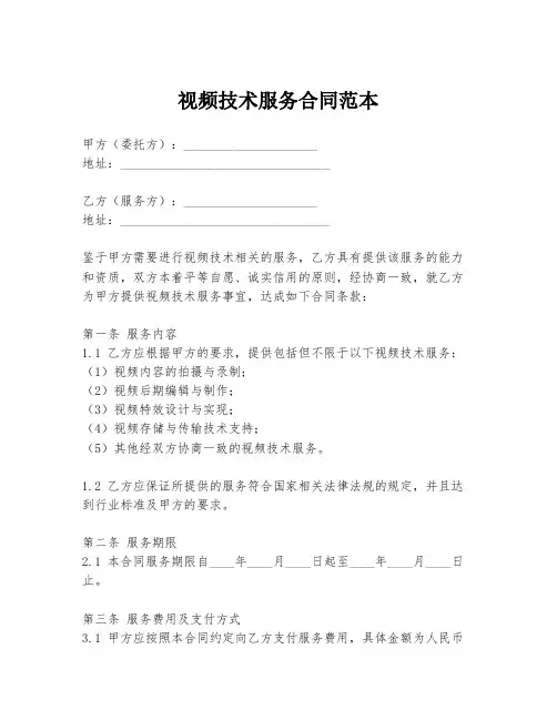 视频技术服务合同范本