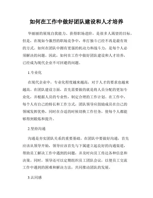 如何在工作中做好团队建设和人才培养