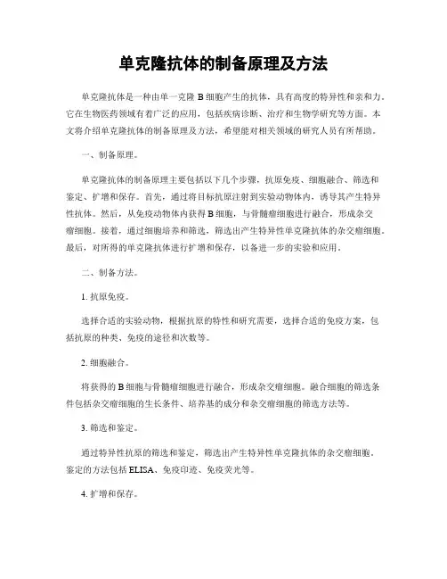 单克隆抗体的制备原理及方法