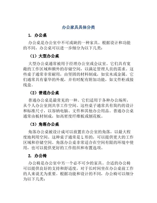 办公家具具体分类