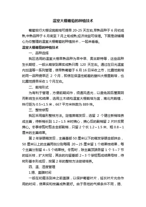 温室大棚葡萄的种植技术