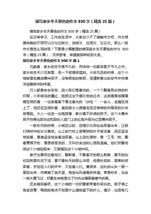 描写家乡冬天景色的作文800字（精选25篇）