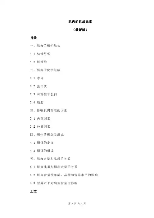 肌肉的组成元素