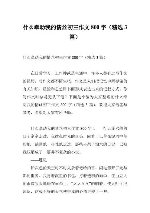 什么牵动我的情丝初三作文800字(精选3篇)