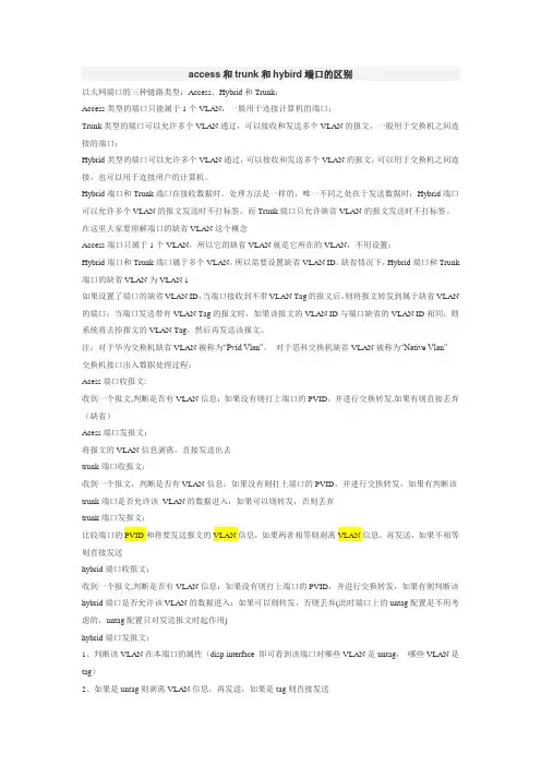 access和trunk和hybird端口的区别