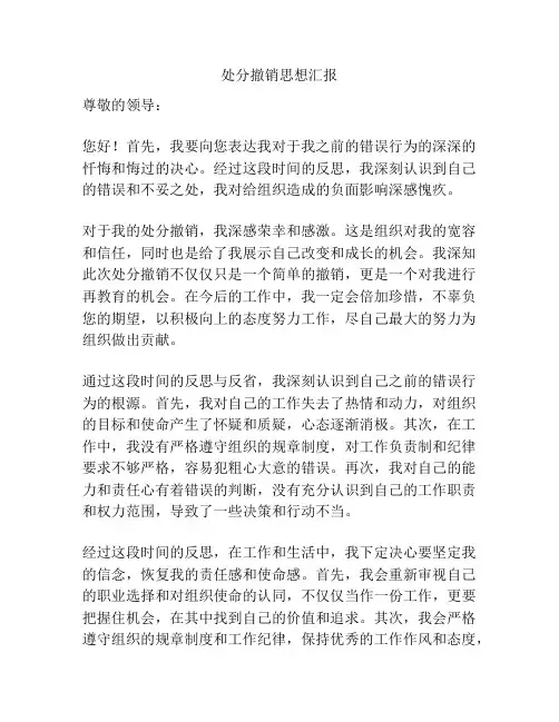 处分撤销思想汇报