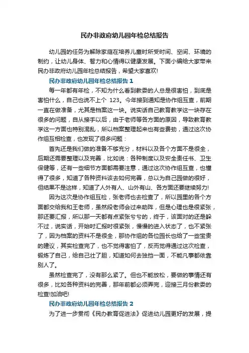 民办非政府幼儿园年检总结报告5篇