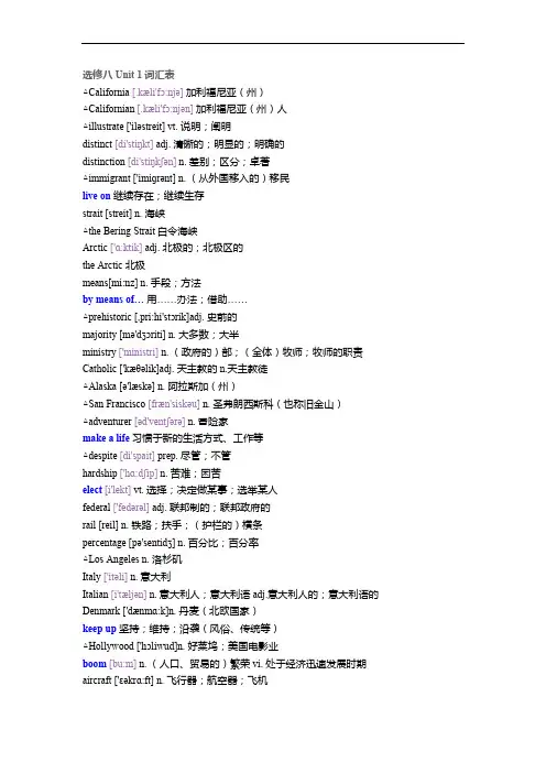人教版-高中英语-单词表-BOOK8