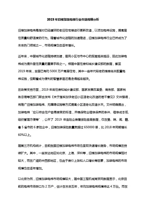 2023年旧楼加装电梯行业市场规模分析